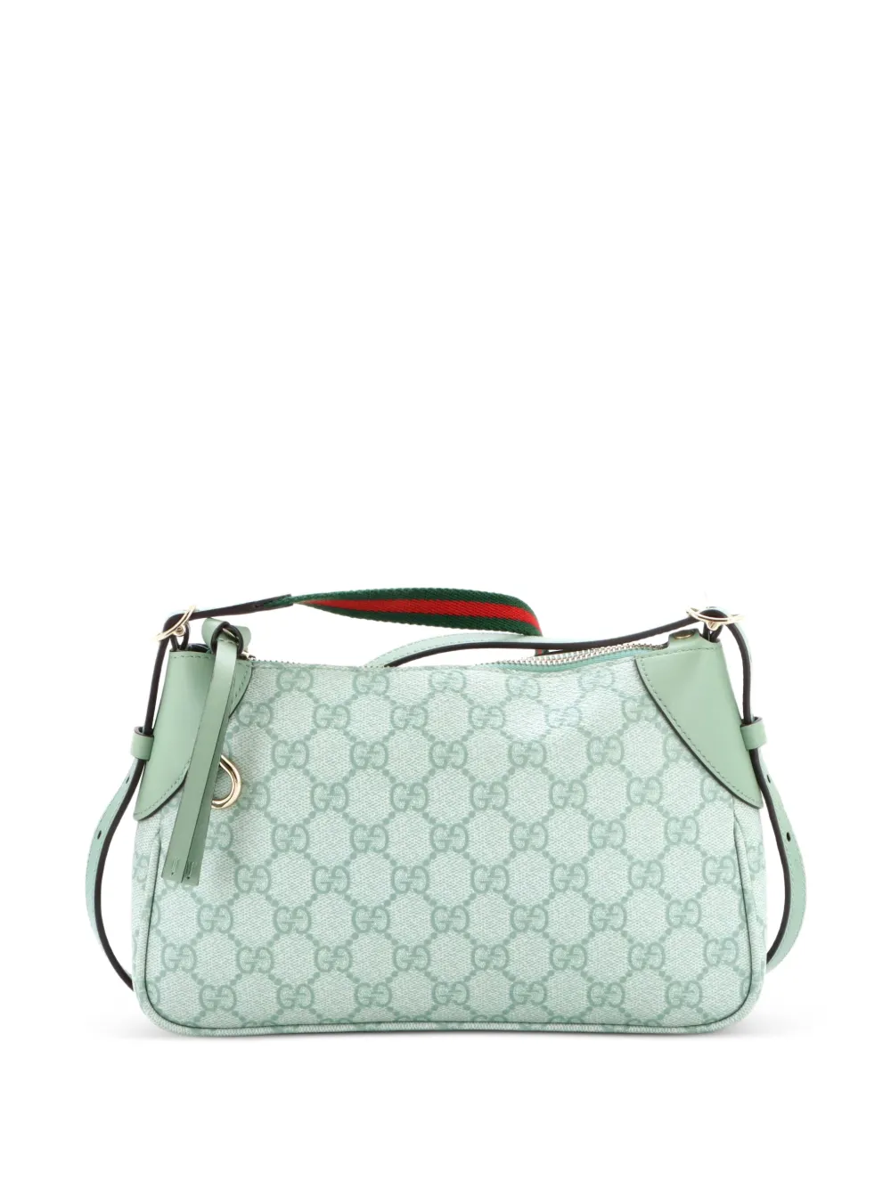 Gucci Pre-Owned Emblem GG Coated Canvas with Leather Small shoulder bag - Verde
