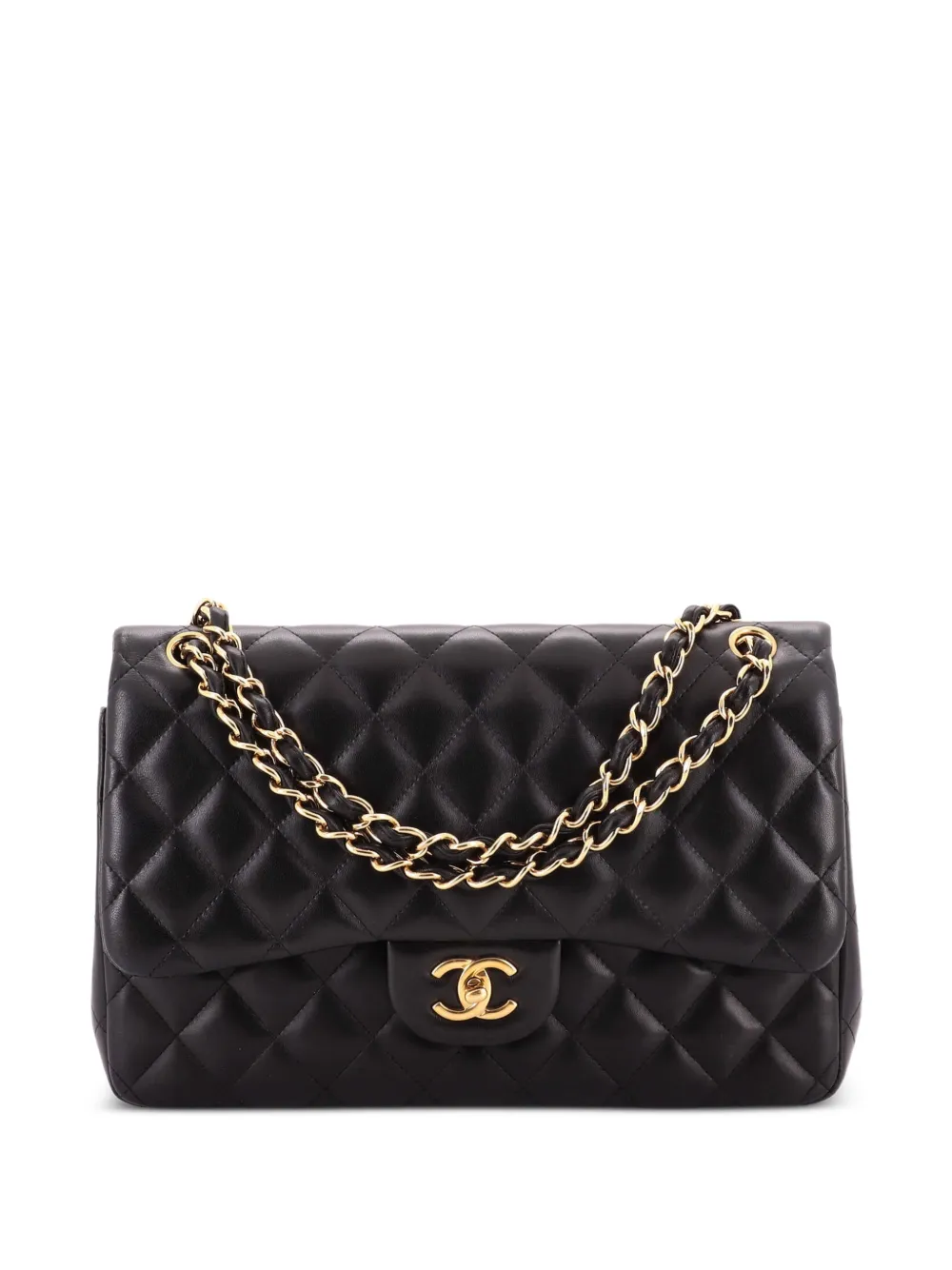 CHANEL Pre-Owned Classic Double Flap Bag Quilted Lambskin Jumbo shoulder bag - Nero