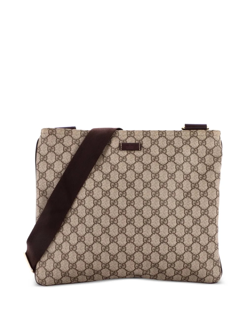 Gucci Pre-Owned Zip Top Messenger Bag GG Coated Canvas Large crossbody bag - Braun