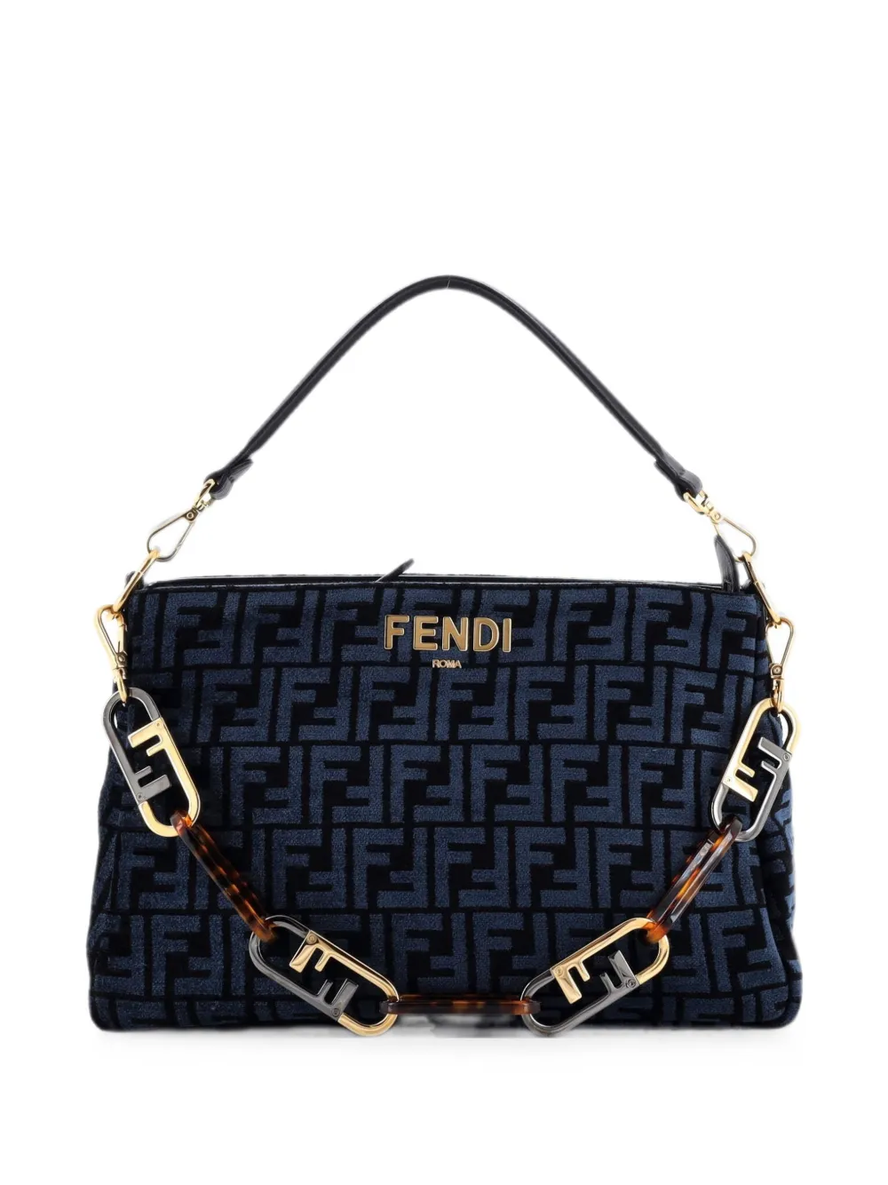 Fendi Pre-Owned O'Lock Zip Shoulder Bag Zucca Chenille hobo bag - Blau