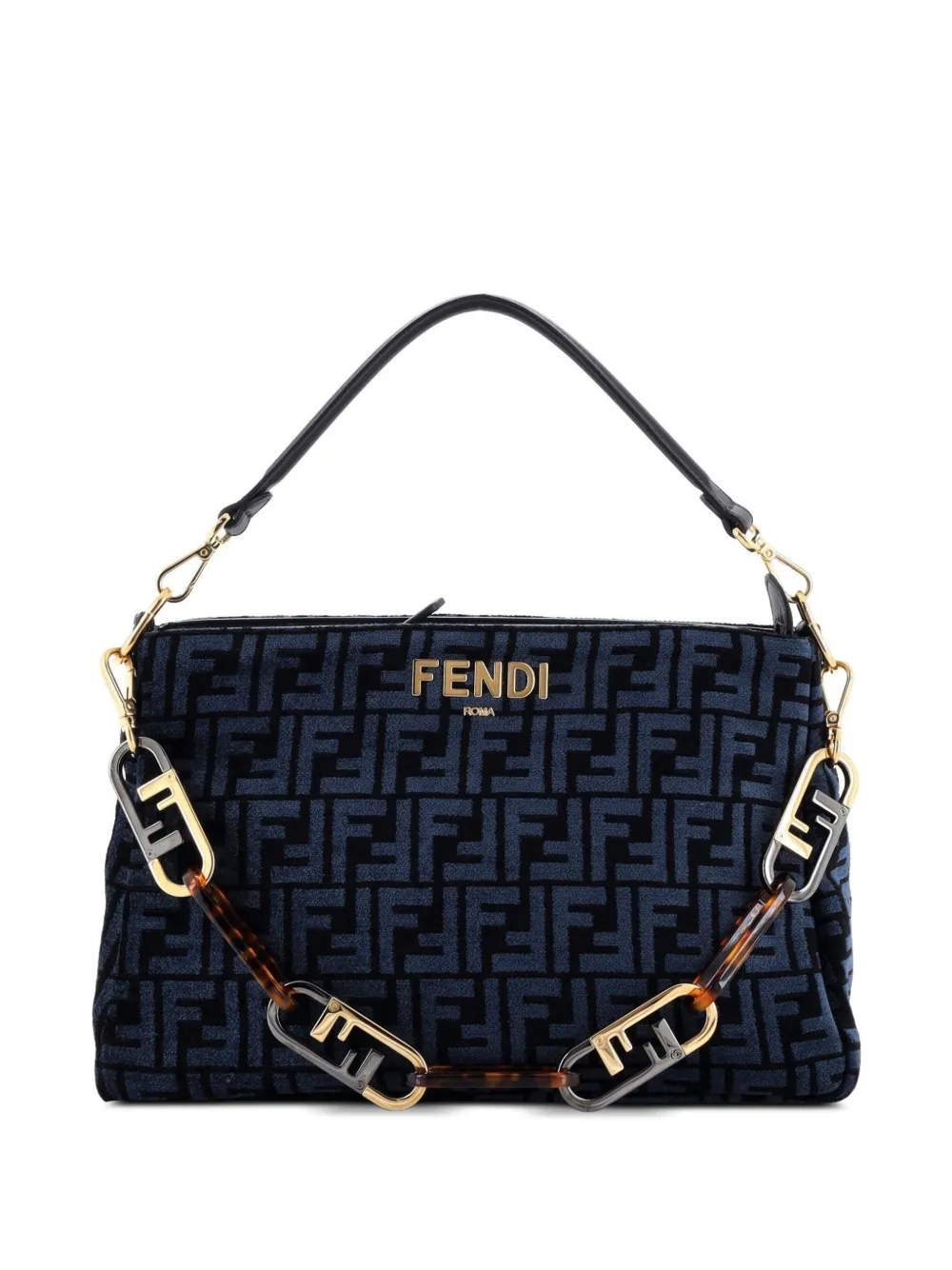 Fendi Pre-Owned O'Lock Zip Shoulder Bag Zucca Chenille hobo bag - Blu