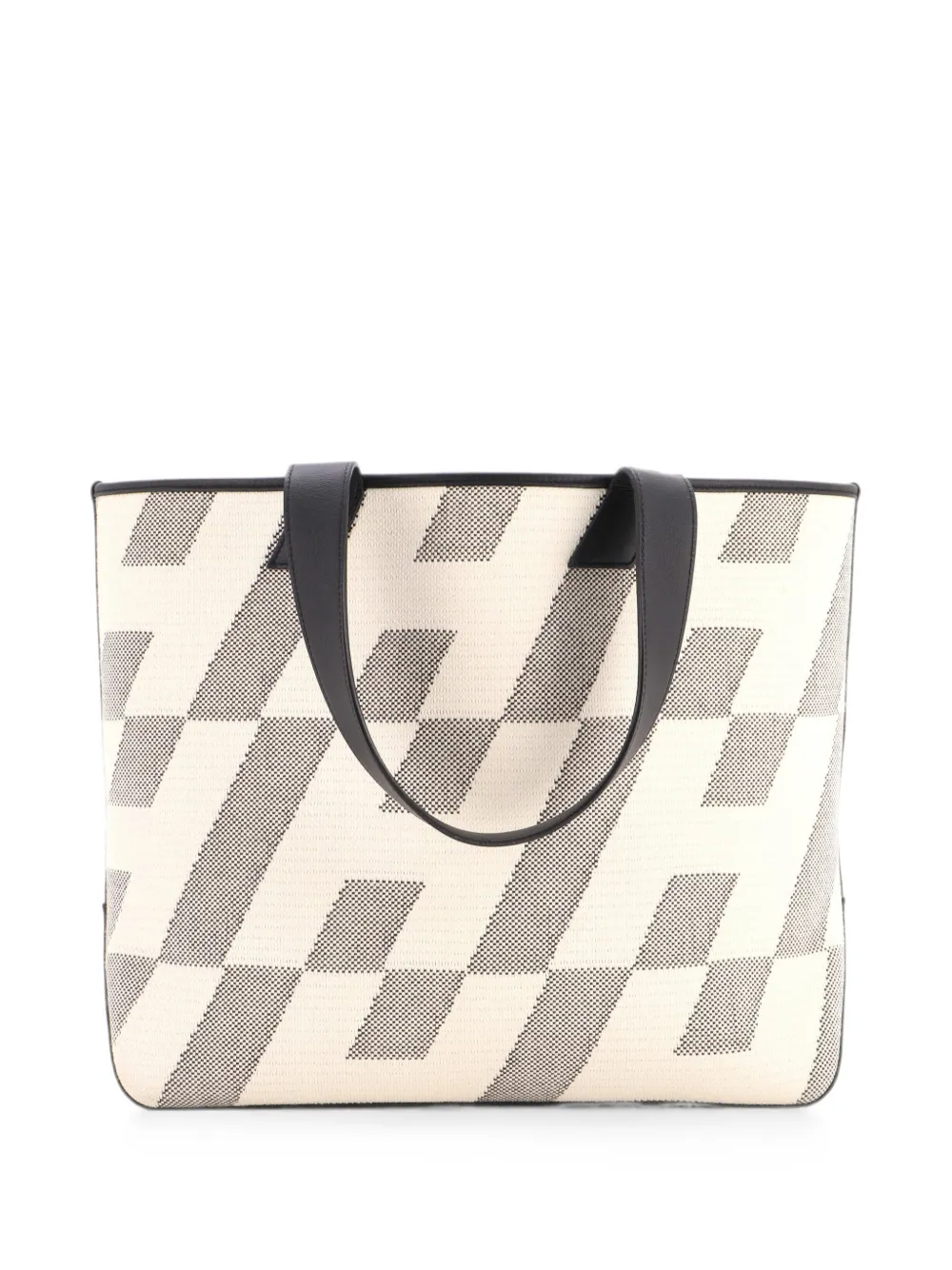 Pre-owned Hermes Cabas H En Biais Canvas With Leather 40 Tote Bag In Black