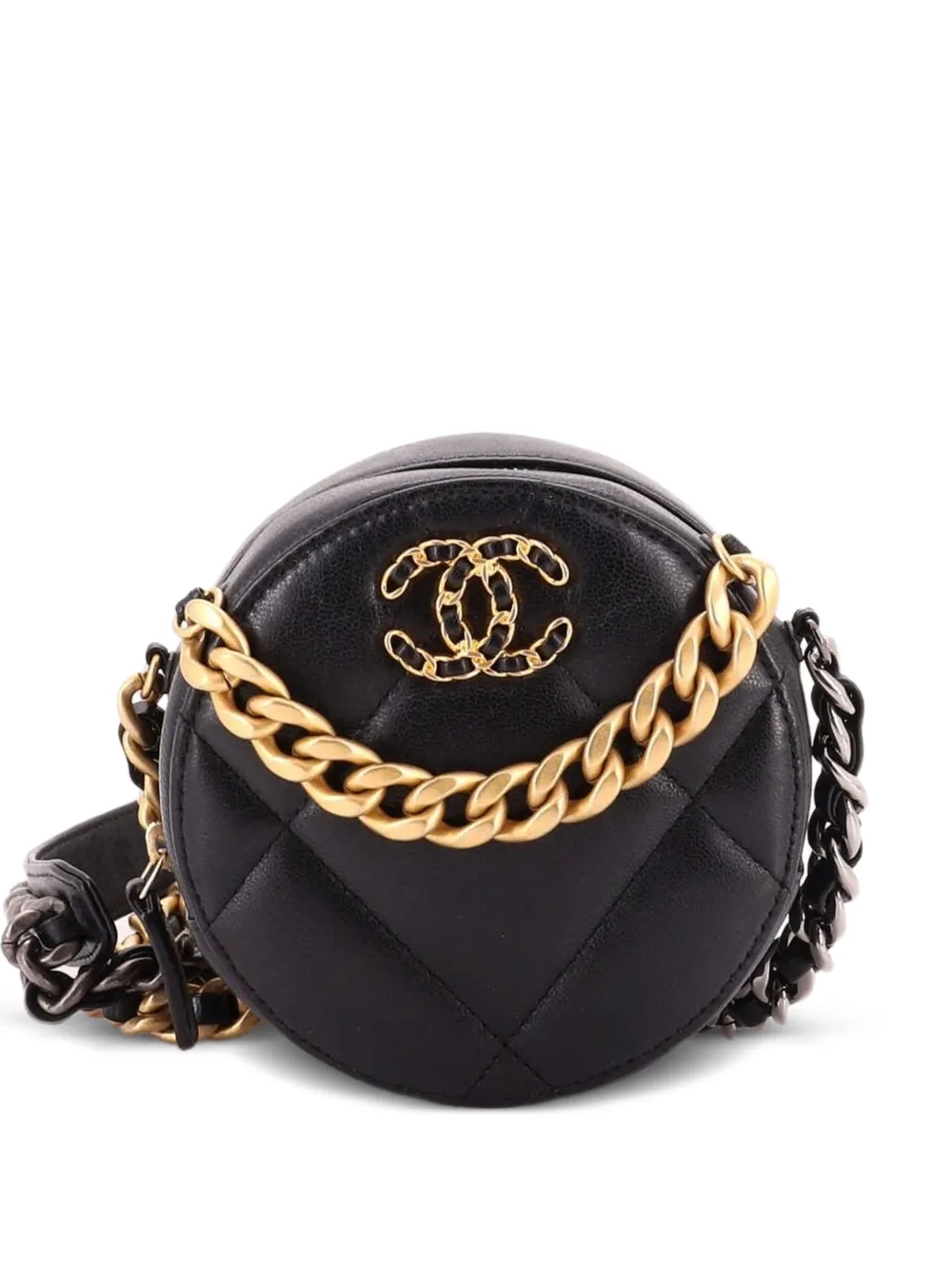 CHANEL Pre-Owned 19 Round with Chain Quilted Leather clutch bag - Nero