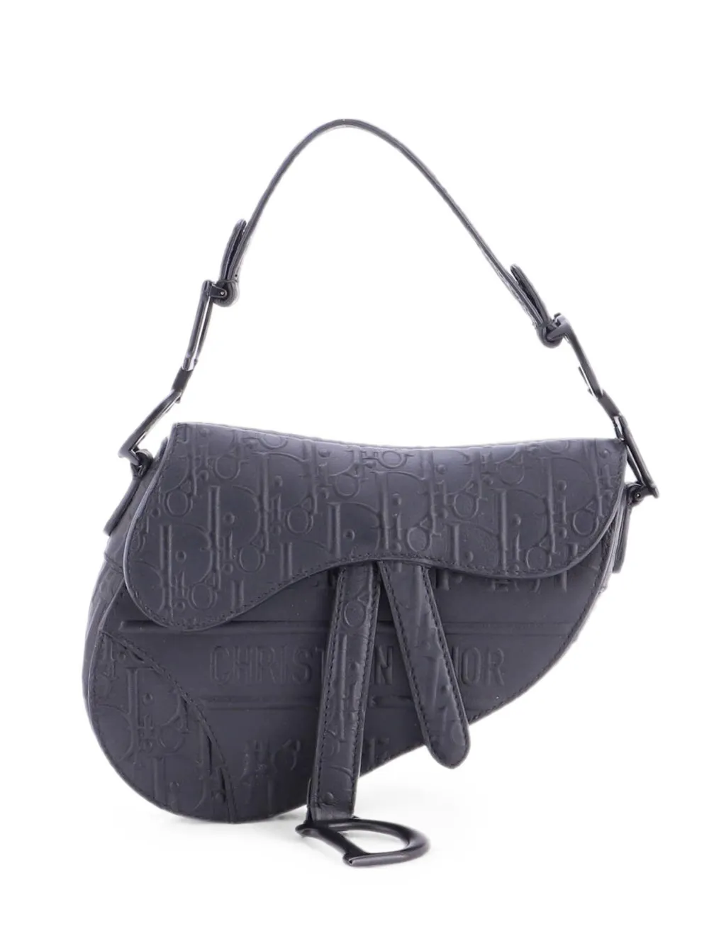 Christian Dior Pre-Owned Saddle Handbag Oblique Embossed Calfskin Mini shoulder bag - Schwarz