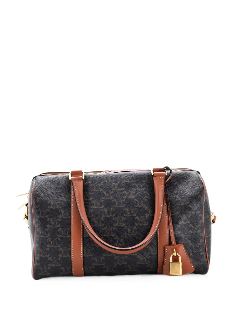 Celine Pre-Owned Boston Bag Triomphe Coated Canvas Large handbag - Braun