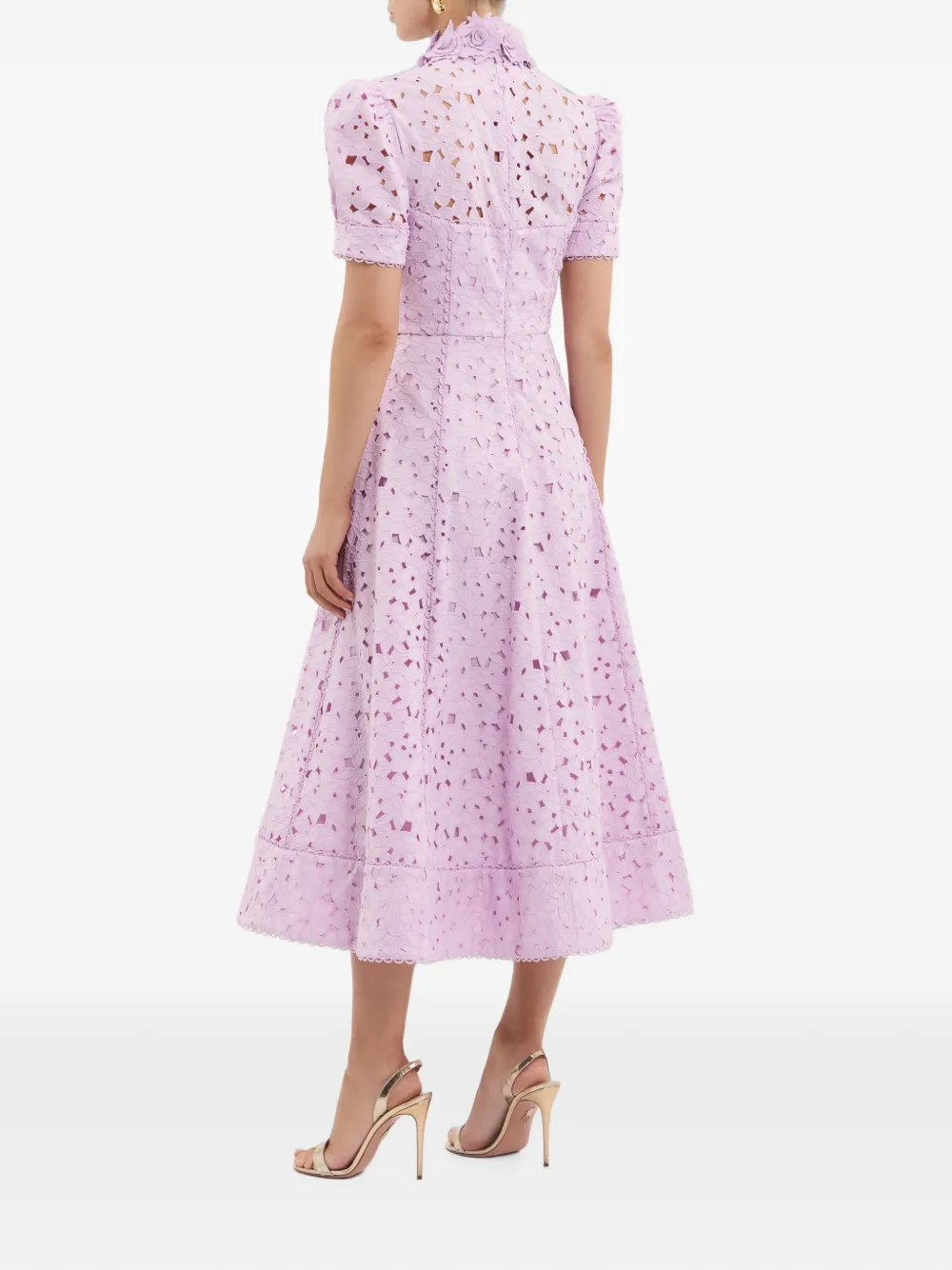 Rebecca Vallance Kitsu midi-jurk met korte mouwen Paars