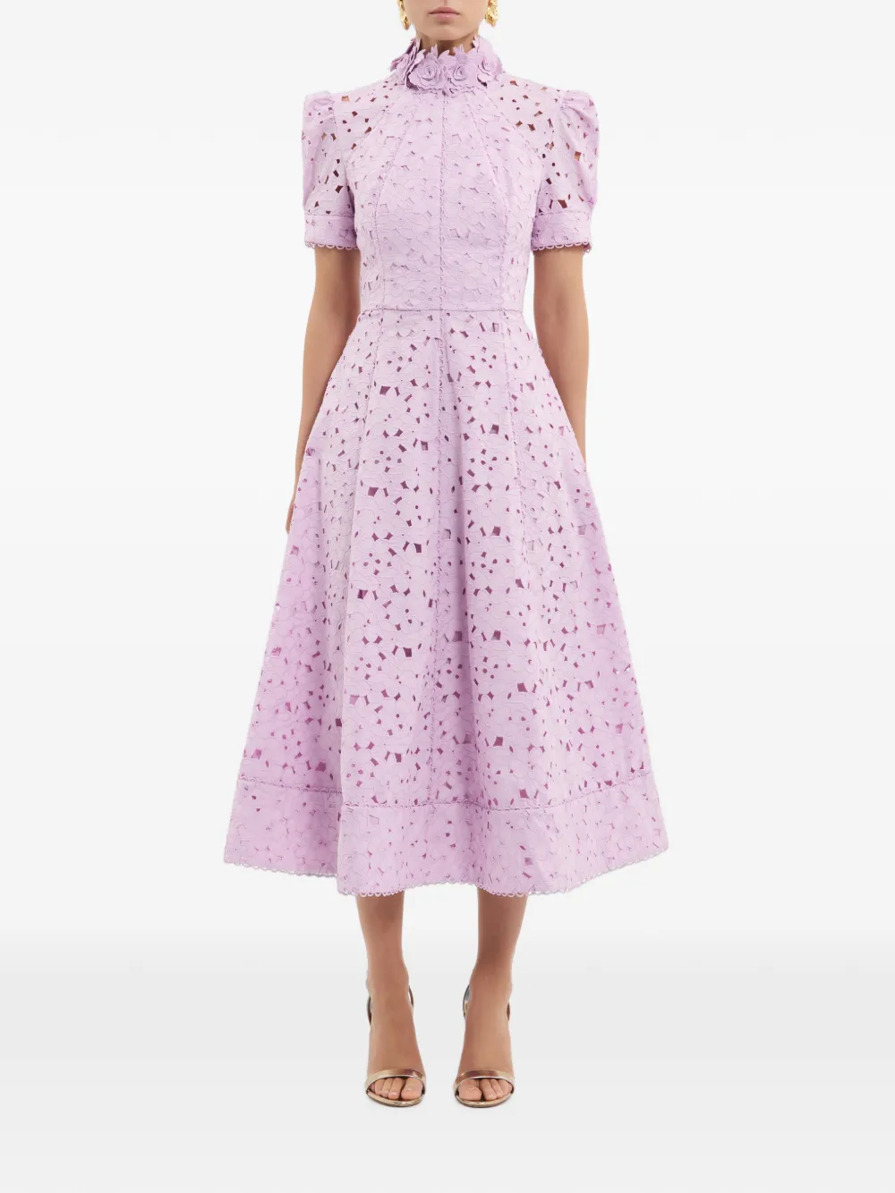 Rebecca Vallance Kitsu midi-jurk met korte mouwen Paars