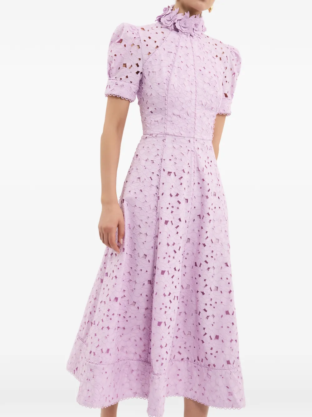 Rebecca Vallance Kitsu midi-jurk met korte mouwen Paars