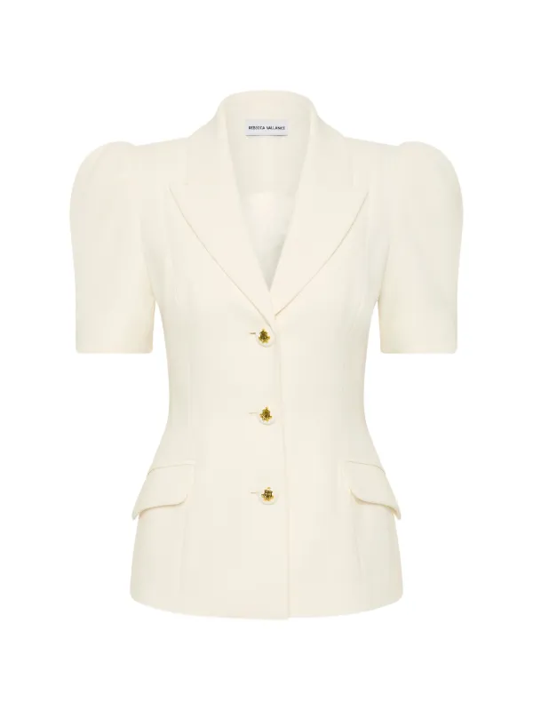 Rebecca Vallance Odilia Puff-sleeve Top in Neutrals
