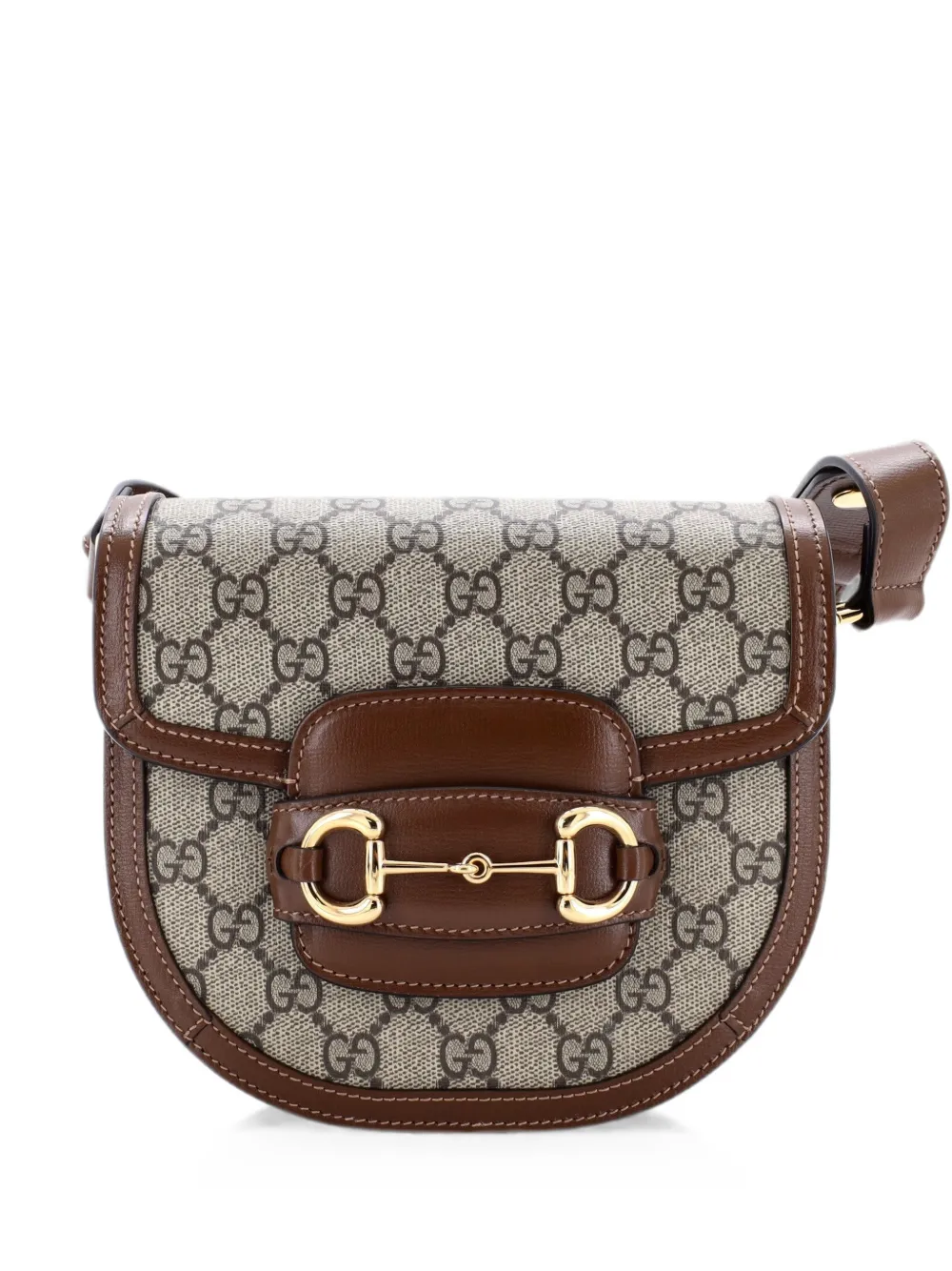 Gucci Pre-Owned Horsebit 1955 Rounded Shoulder Bag GG Coated Canvas and Leather Mini crossbody bag - Marrone