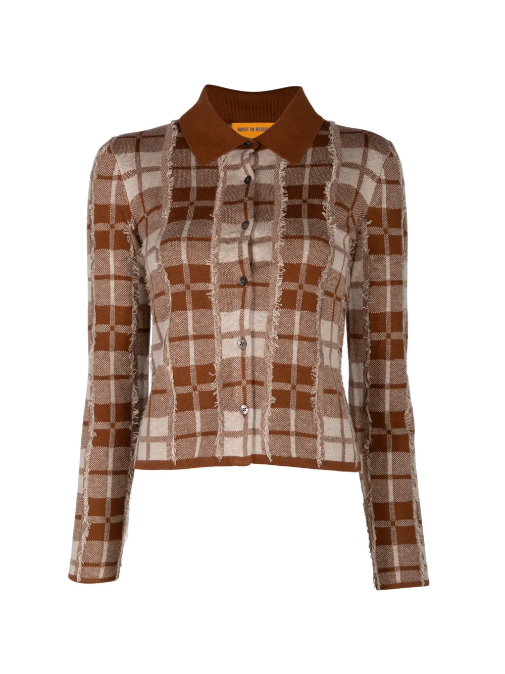 Guest In Residence Elle fringe-trimmed plaid shirt - Braun