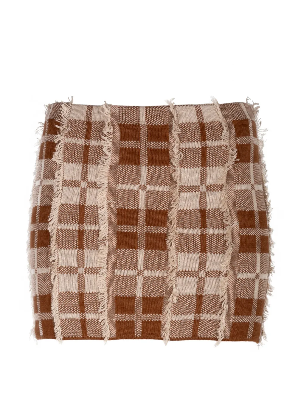 Guest In Residence fringe-trim plaid skirt - Marrone