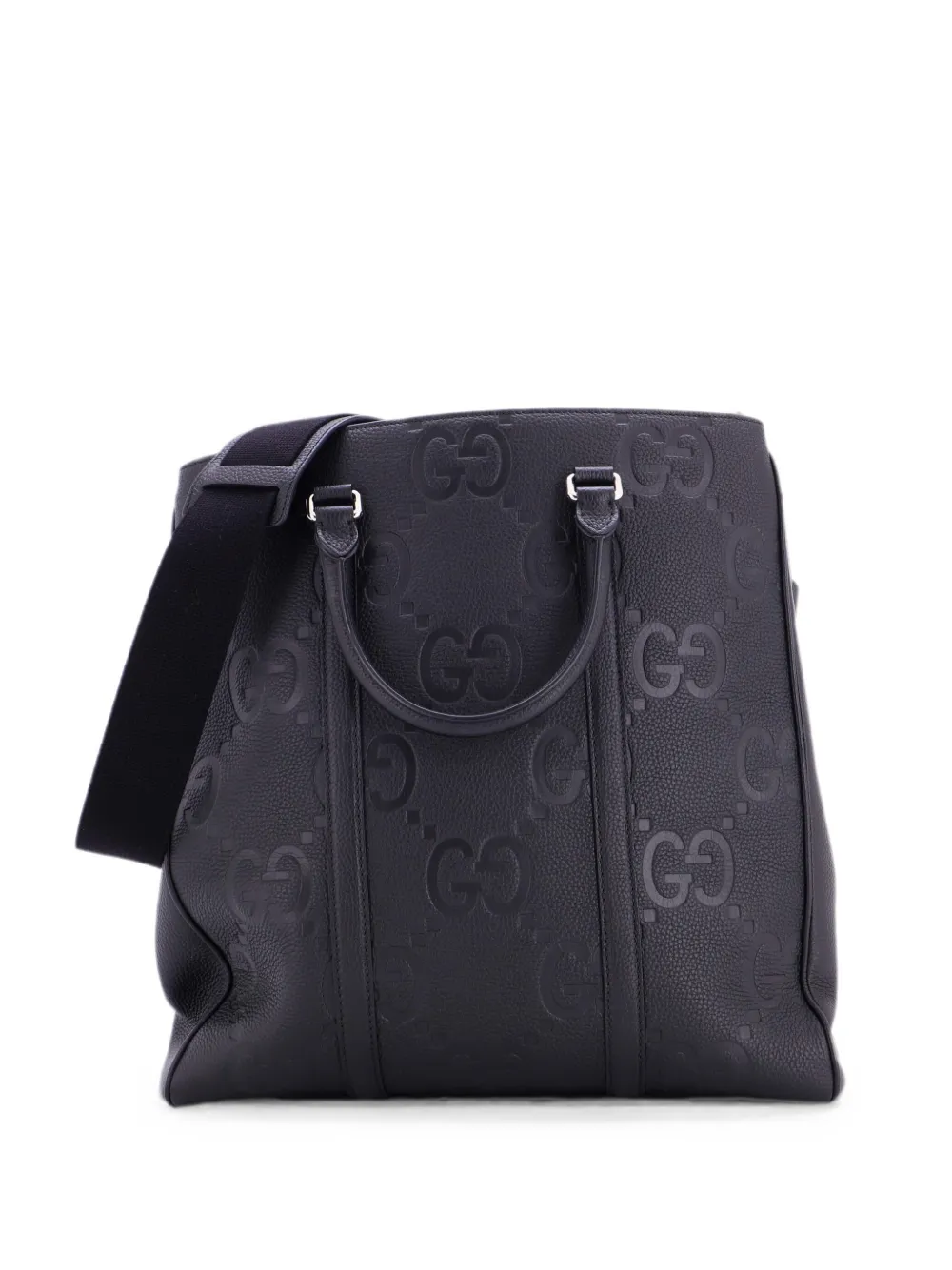 Gucci Pre-Owned Vertical Structured Top Handle Open Tote Jumbo GG Embossed Leather Medium crossbody bag - Schwarz