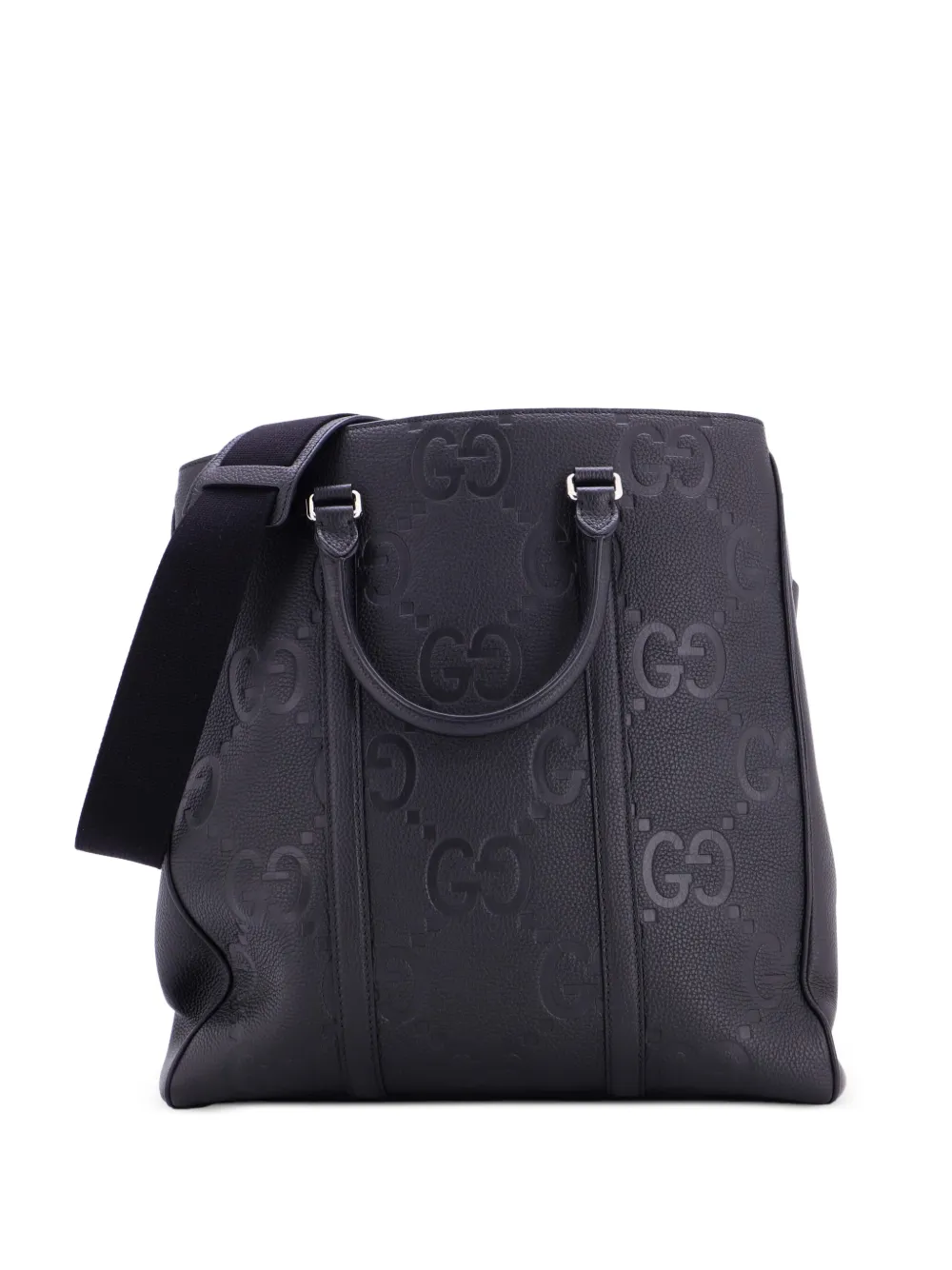 Gucci Pre-Owned Vertical Structured Top Handle Open Tote Jumbo GG Embossed Leather Medium crossbody bag - Nero