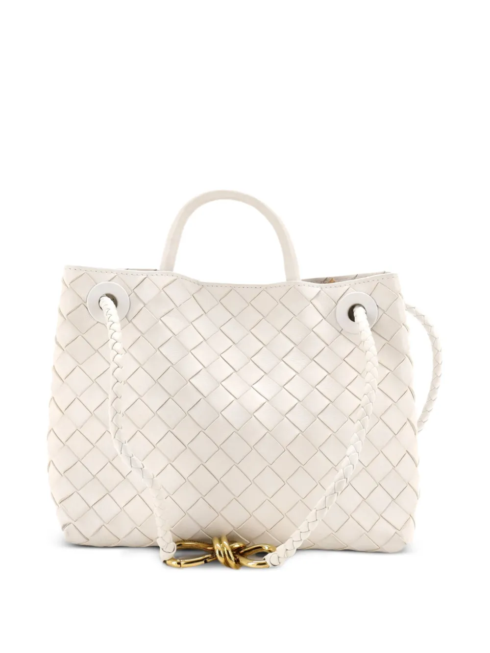 Bottega Veneta Pre-Owned Andiamo Top Handle Bag Intrecciato Nappa Small satchel - Bianco