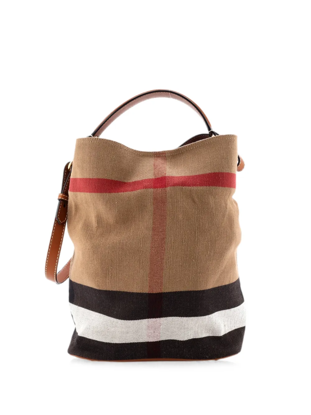 Burberry Pre-Owned Ashby Bag House Check Canvas Medium bucket bag - Braun