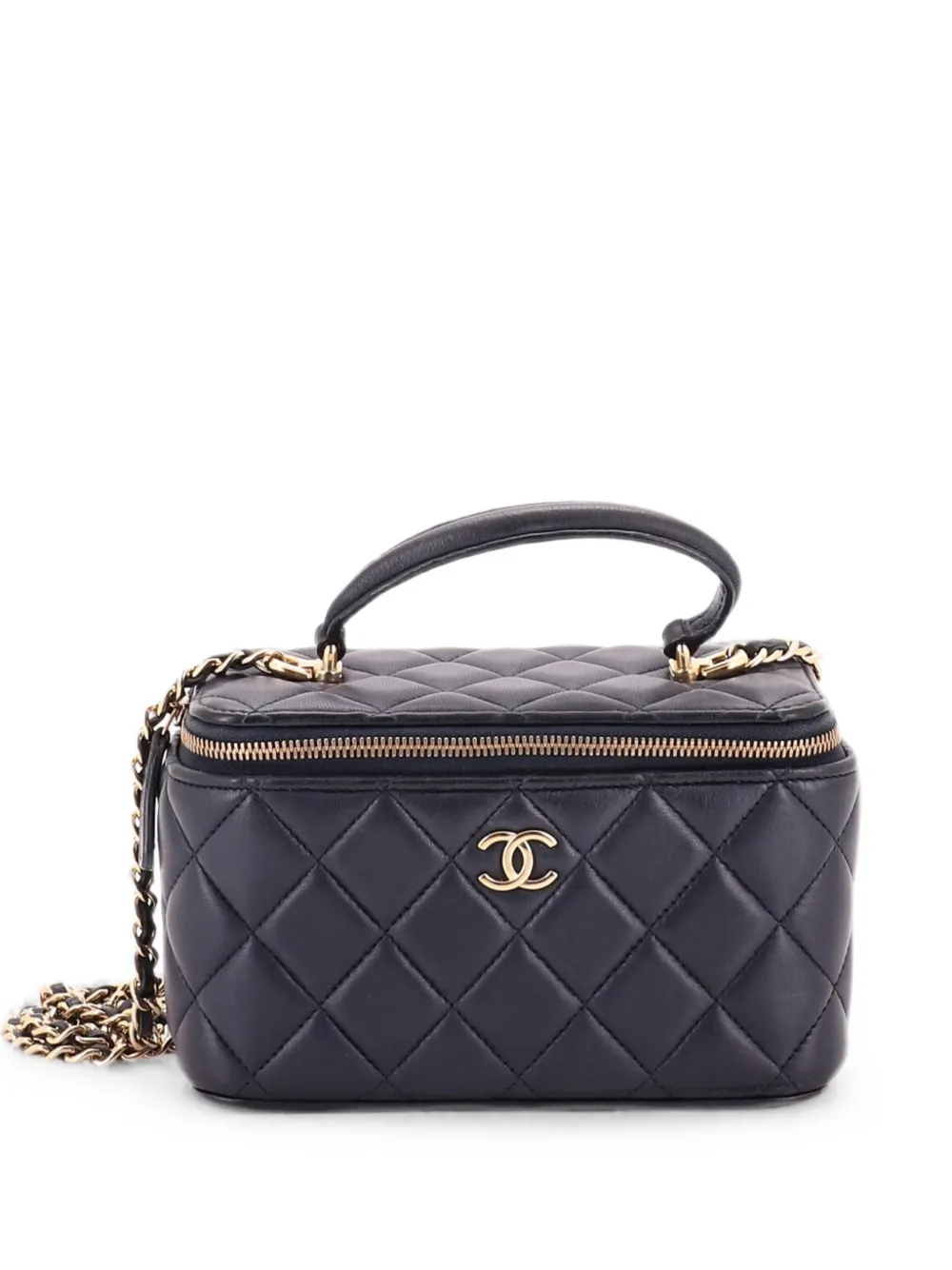 CHANEL Pre-Owned Classic Top Handle Vanity Case with Chain Quilted Lambskin Small crossbody bag - Blu