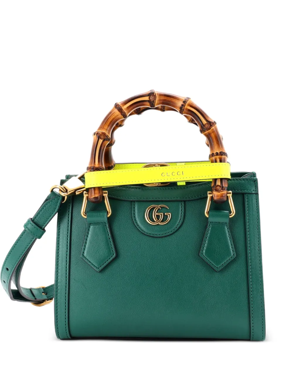 Gucci Pre-Owned Diana NM Bamboo Handle Tote Leather Mini crossbody bag - Verde