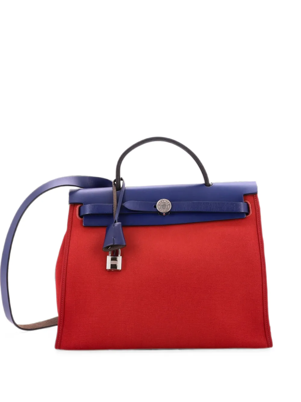 Hermès Pre-Owned Herbag Zip Leather and Toile 31 shoulder bag - Blau