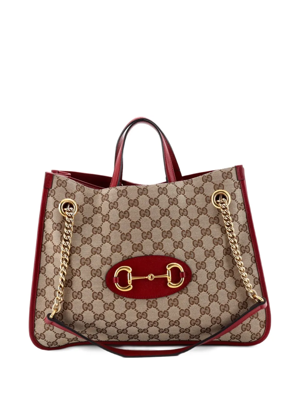 Gucci Pre-Owned Horsebit 1955 Chain GG Canvas with Leather Medium tote bag - Braun