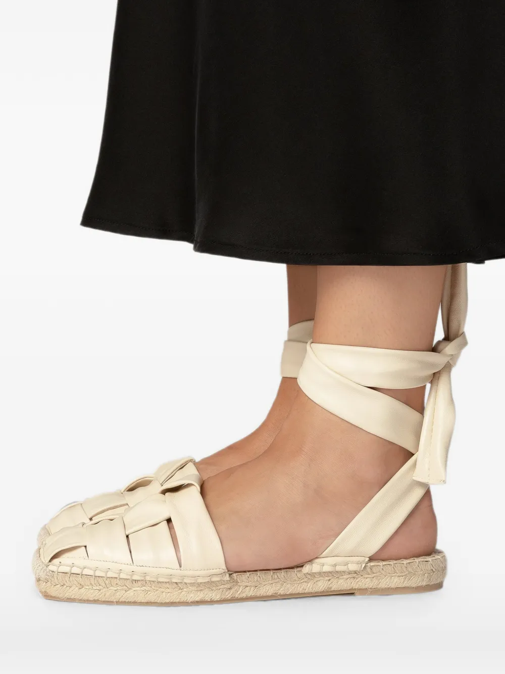 Hereu Bena geweven leren ballerina's Beige