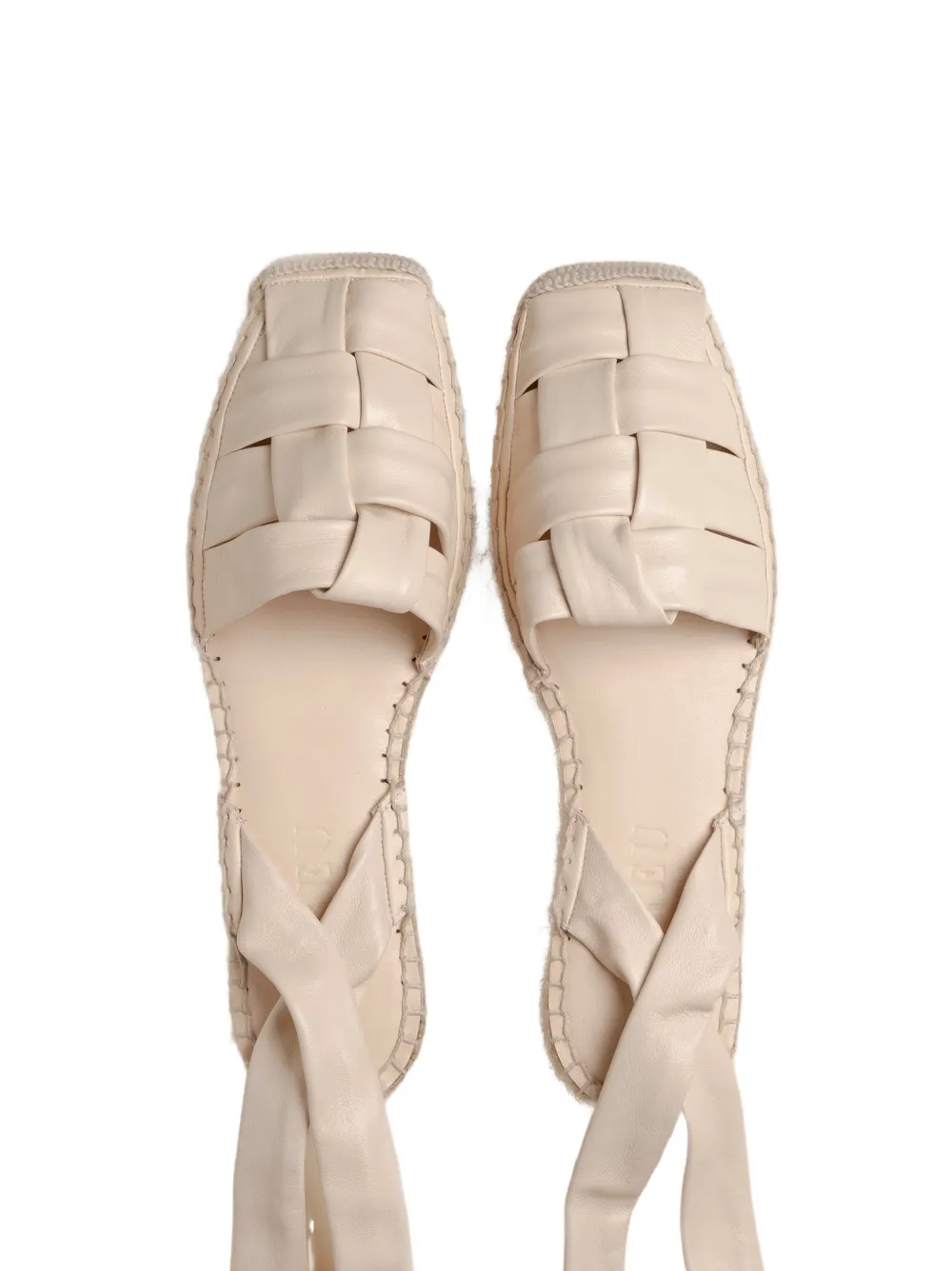 Hereu Bena geweven leren ballerina's Beige