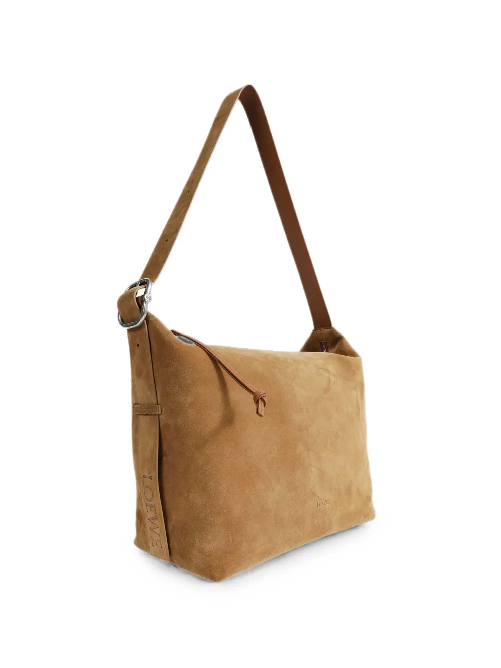 LOEWE large Loop shoulder bag in suede calfskin - Marrone