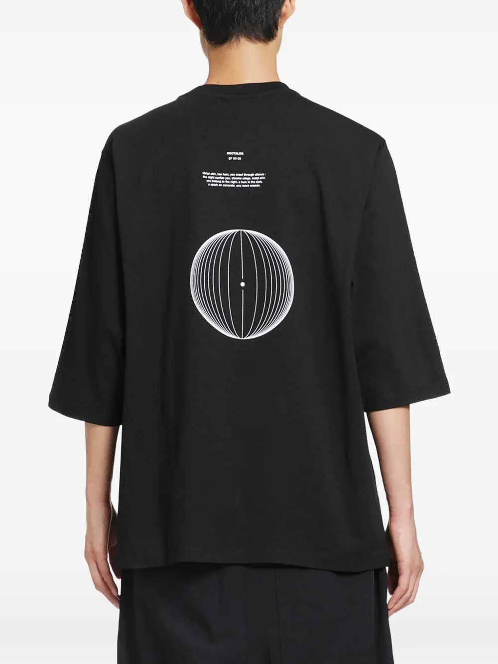 Thom Krom T-shirt met elleboogmouwen en grafische print Zwart