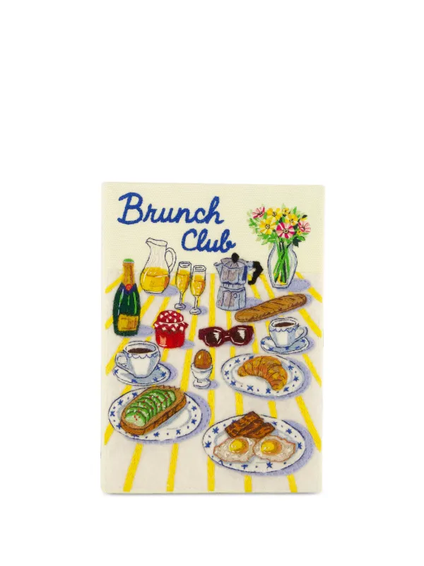 Olympia Le-Tan Brunch Club Embroidered Clutch Bag in Yellow