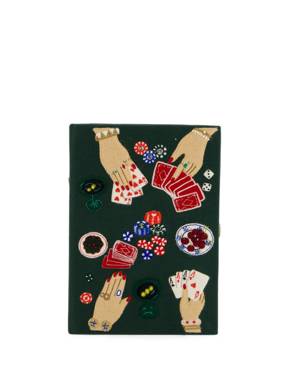 Olympia Le-Tan Queen of Cards embroidered clutch bag - Verde