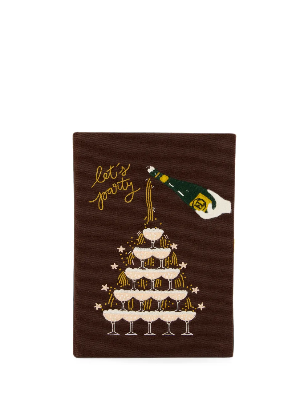 Olympia Le-Tan Let's Party embroidered book clutch bag - Marrone