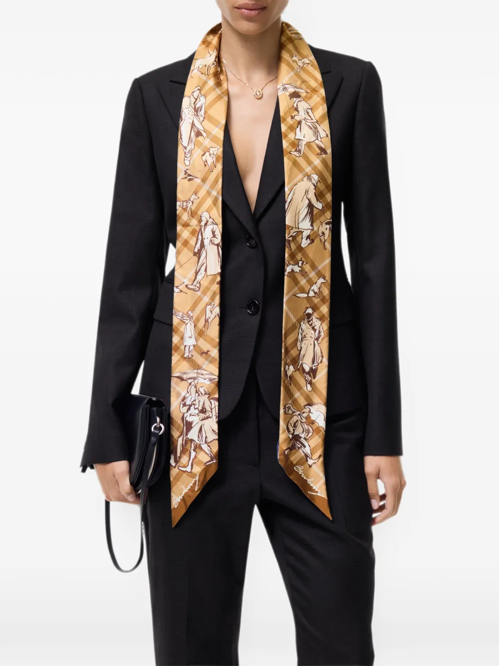 Burberry skinny Check Mates silk scarf - Nude