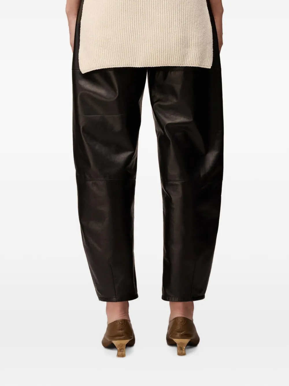 RETORI Barrel-fit leren broek Zwart
