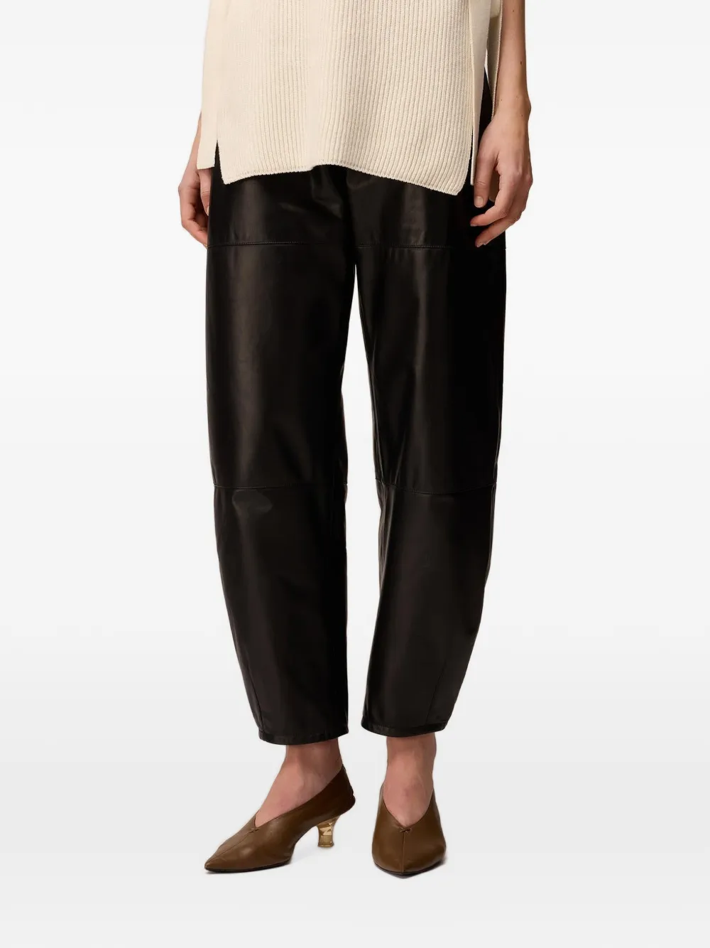 RETORI Barrel-fit leren broek Zwart