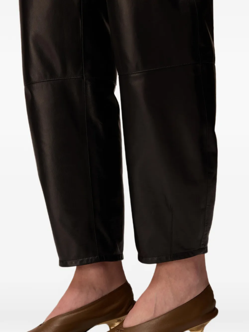 RETORI Barrel-fit leren broek Zwart