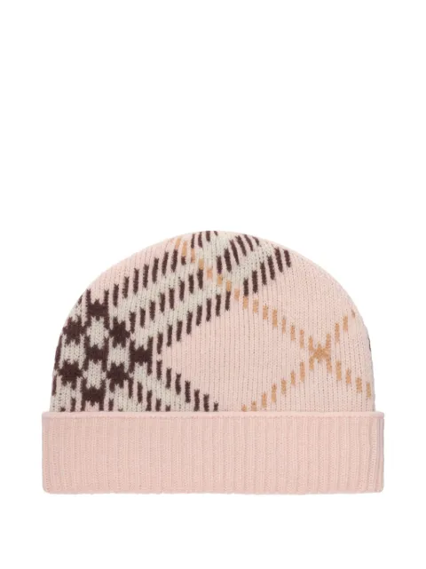 Burberry Check cashmere-blend beanie