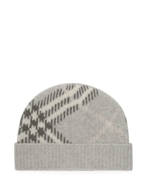 Burberry Check cashmere-blend beanie