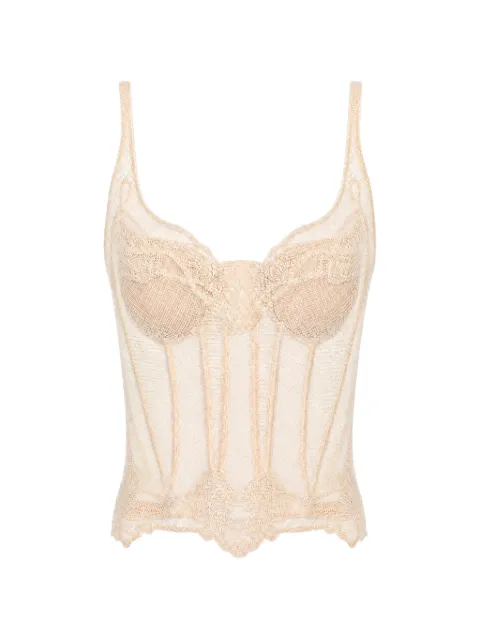 Ermanno Scervino top estilo corset con ribete de encaje