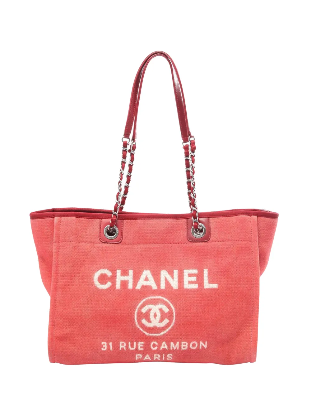 CHANEL Pre-Owned 2012 Small Canvas Deauville tote bag - Rosso