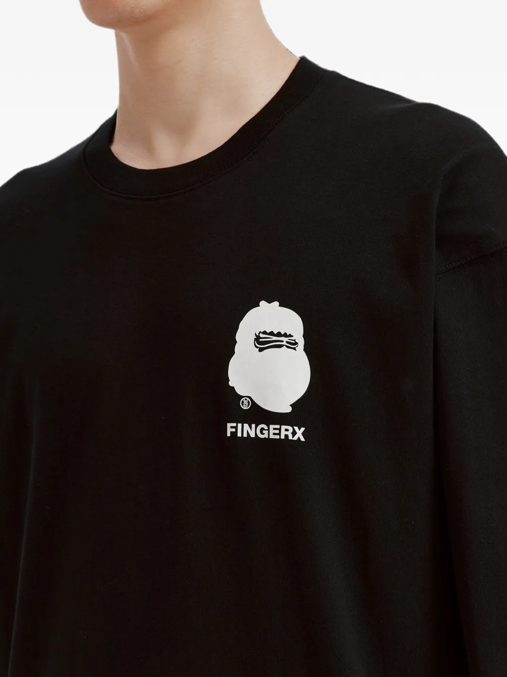 FINGERCROXX x A Bathing Ape T-shirt met lange mouwen en logoprint Zwart