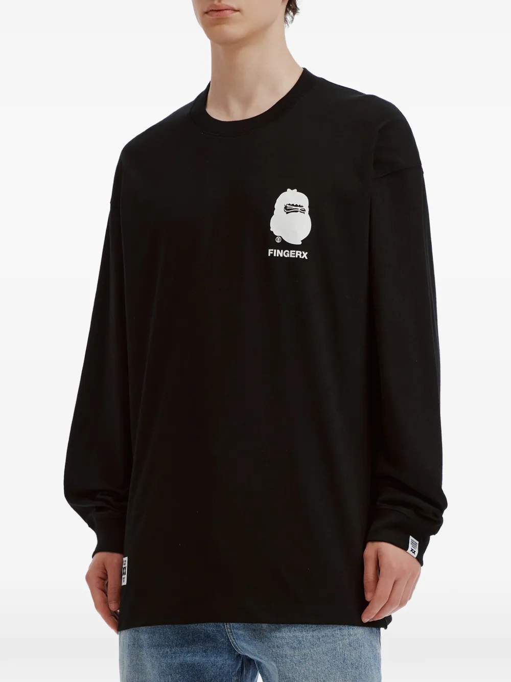 FINGERCROXX x A Bathing Ape T-shirt met lange mouwen en logoprint Zwart