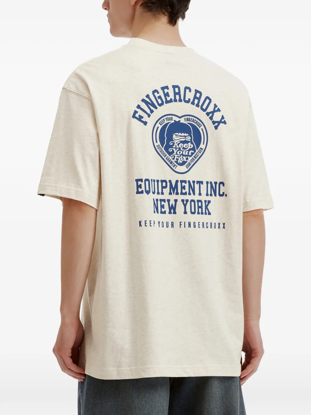FINGERCROXX T-shirt met print Beige