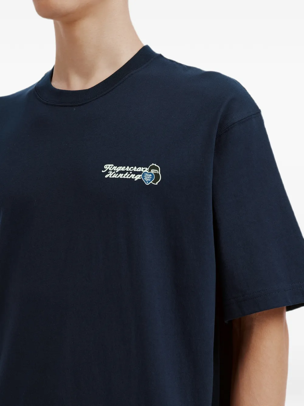 FINGERCROXX Katoenen T-shirt met logoprint Blauw
