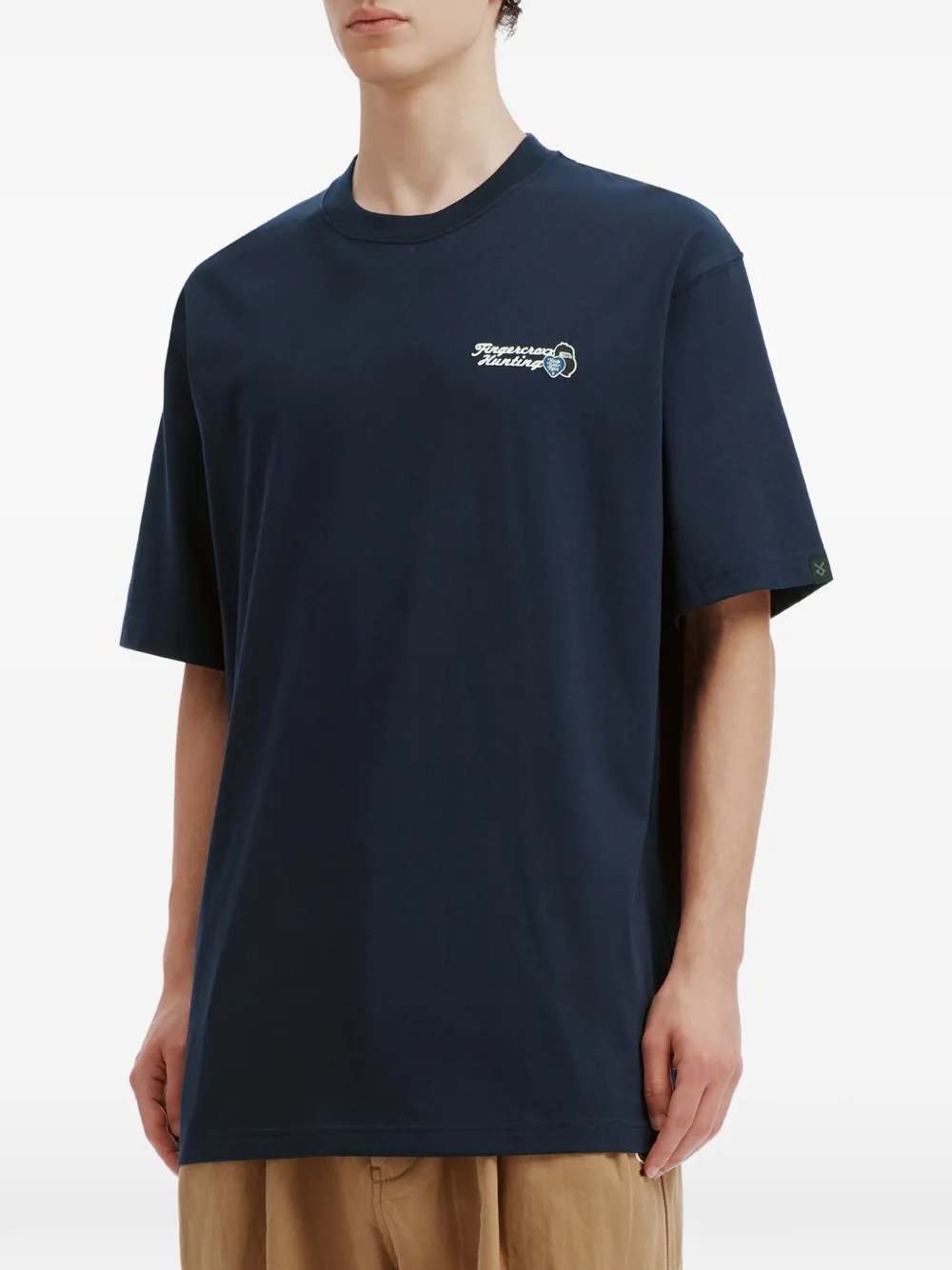 FINGERCROXX Katoenen T-shirt met logoprint Blauw