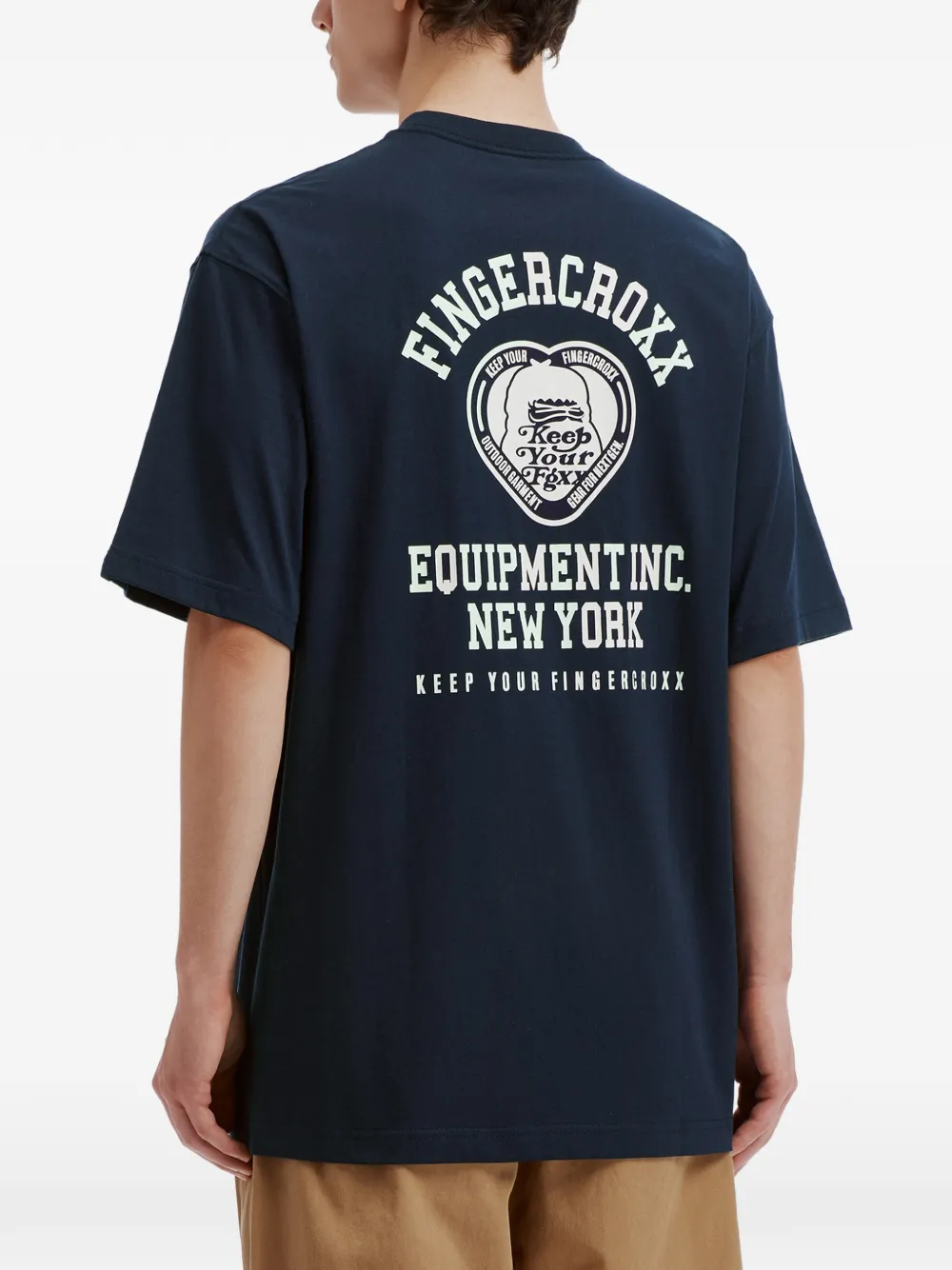 FINGERCROXX Katoenen T-shirt met logoprint Blauw