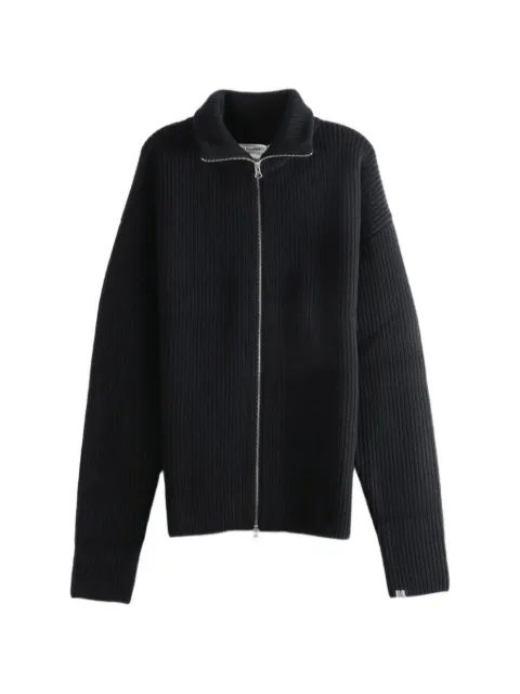 extreme cashmere ribbed-knit zip-up sweater