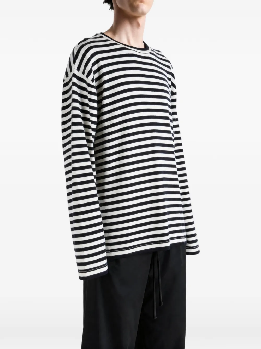 extreme cashmere N°452 Rock gestreept T-shirt met lange mouwen Wit