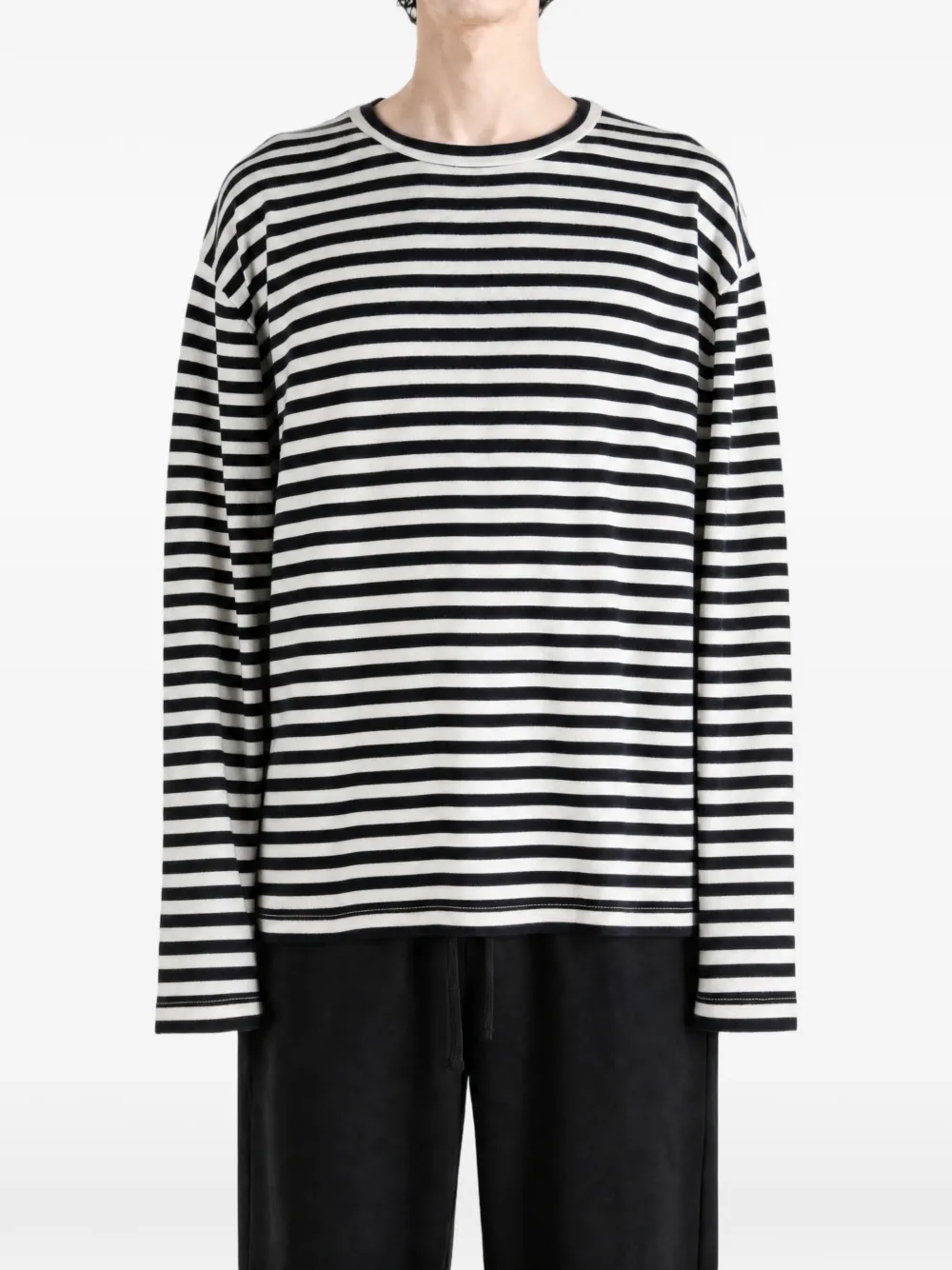 extreme cashmere N°452 Rock gestreept T-shirt met lange mouwen Wit