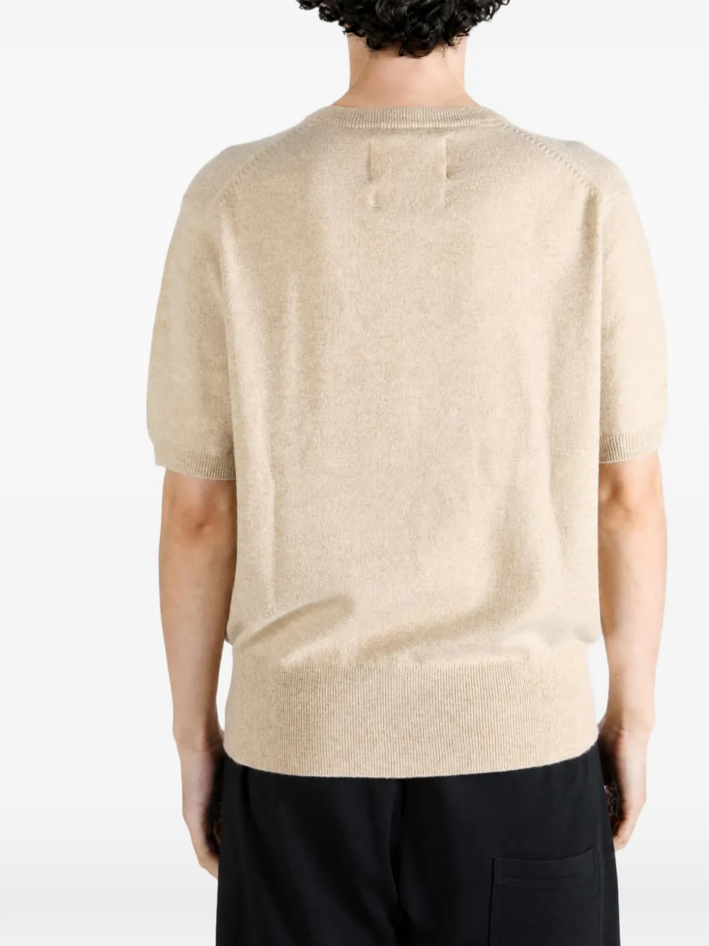 extreme cashmere N°490 Martina trui met korte mouwen en V-hals Beige