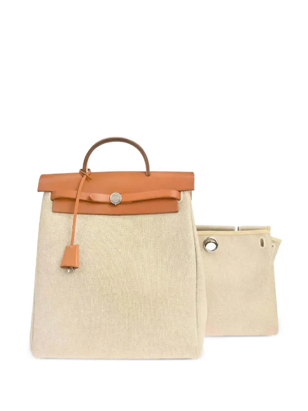 Hermès Pre-owned 1999 Toile H Herbag a Dos 2 in 1 Backpack in Neutrals